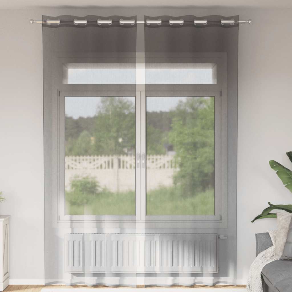 Gordijnen voile met doorvoertules 2 st 140x260 cm donkergrijs is nu te koop bij PeponiXL, paradijselijk wonen!