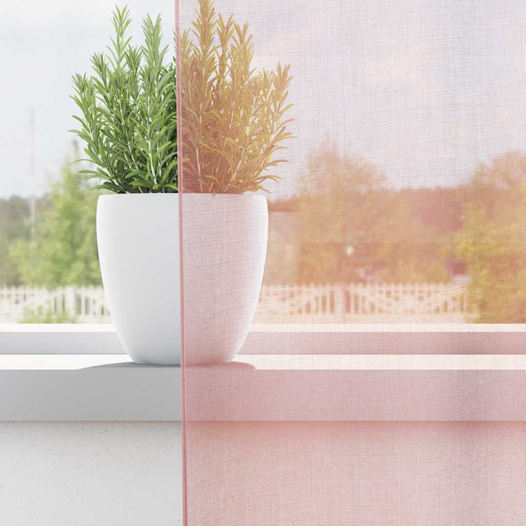 Gordijnen voile met doorvoertules 2 st 140x140 cm lichtroze is nu te koop bij PeponiXL, paradijselijk wonen!