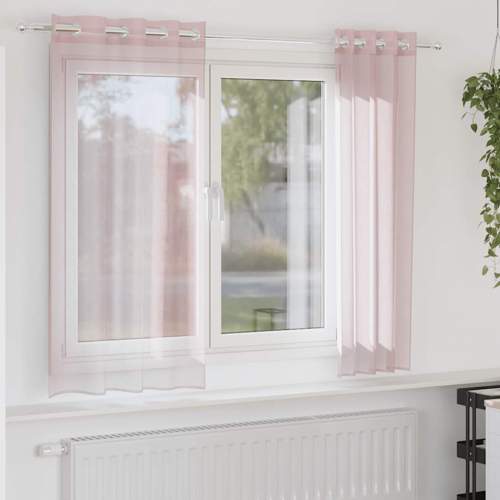Gordijnen voile met doorvoertules 2 st 140x175 cm lichtroze is nu te koop bij PeponiXL, paradijselijk wonen!