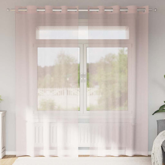 Gordijnen voile met doorvoertules 2 st 140x225 cm lichtroze is nu te koop bij PeponiXL, paradijselijk wonen!