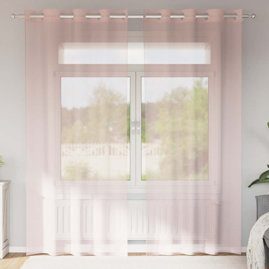 Gordijnen voile met doorvoertules 2 st 140x245 cm lichtroze is nu te koop bij PeponiXL, paradijselijk wonen!