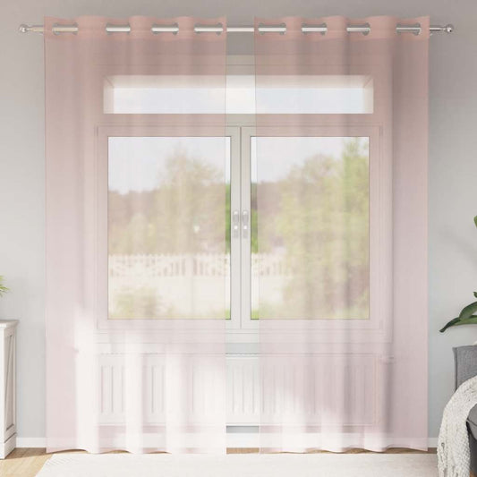 Gordijnen voile met doorvoertules 2 st 140x245 cm lichtroze is nu te koop bij PeponiXL, paradijselijk wonen!