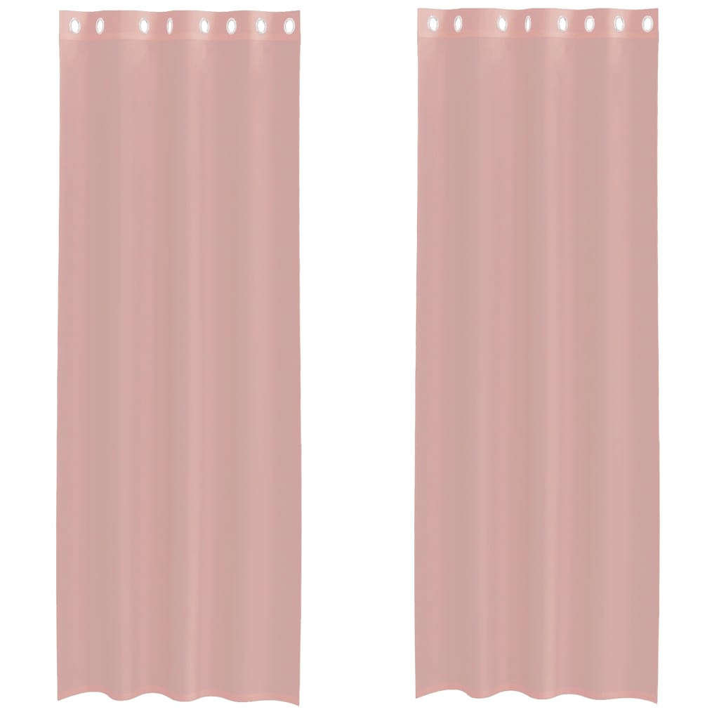 Gordijnen Voile met doorvoertules 2 st 140x260 cm roze is nu te koop bij PeponiXL, paradijselijk wonen!