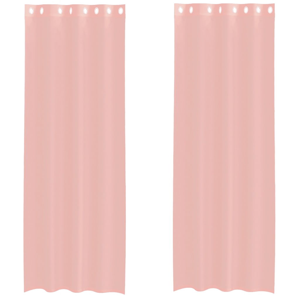 Gordijnen voile met doorvoertules 2 st 140x300 cm roze is nu te koop bij PeponiXL, paradijselijk wonen!