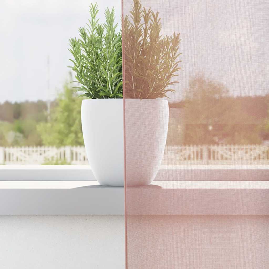 Gordijnen voile met doorvoertules 2 st 140x300 cm roze is nu te koop bij PeponiXL, paradijselijk wonen!