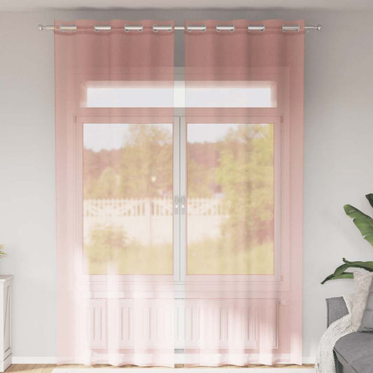 Gordijnen voile met doorvoertules 2 st 140x300 cm roze is nu te koop bij PeponiXL, paradijselijk wonen!