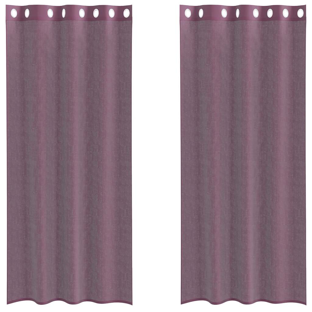 Gordijnen voile met doorvoertules 2 st 140x225 cm paars is nu te koop bij PeponiXL, paradijselijk wonen!
