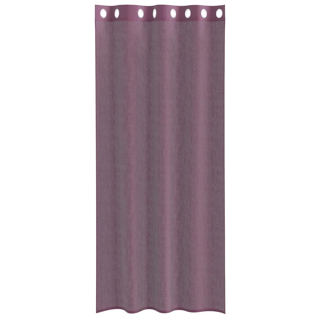 Gordijnen voile met doorvoertules 2 st 140x225 cm paars is nu te koop bij PeponiXL, paradijselijk wonen!