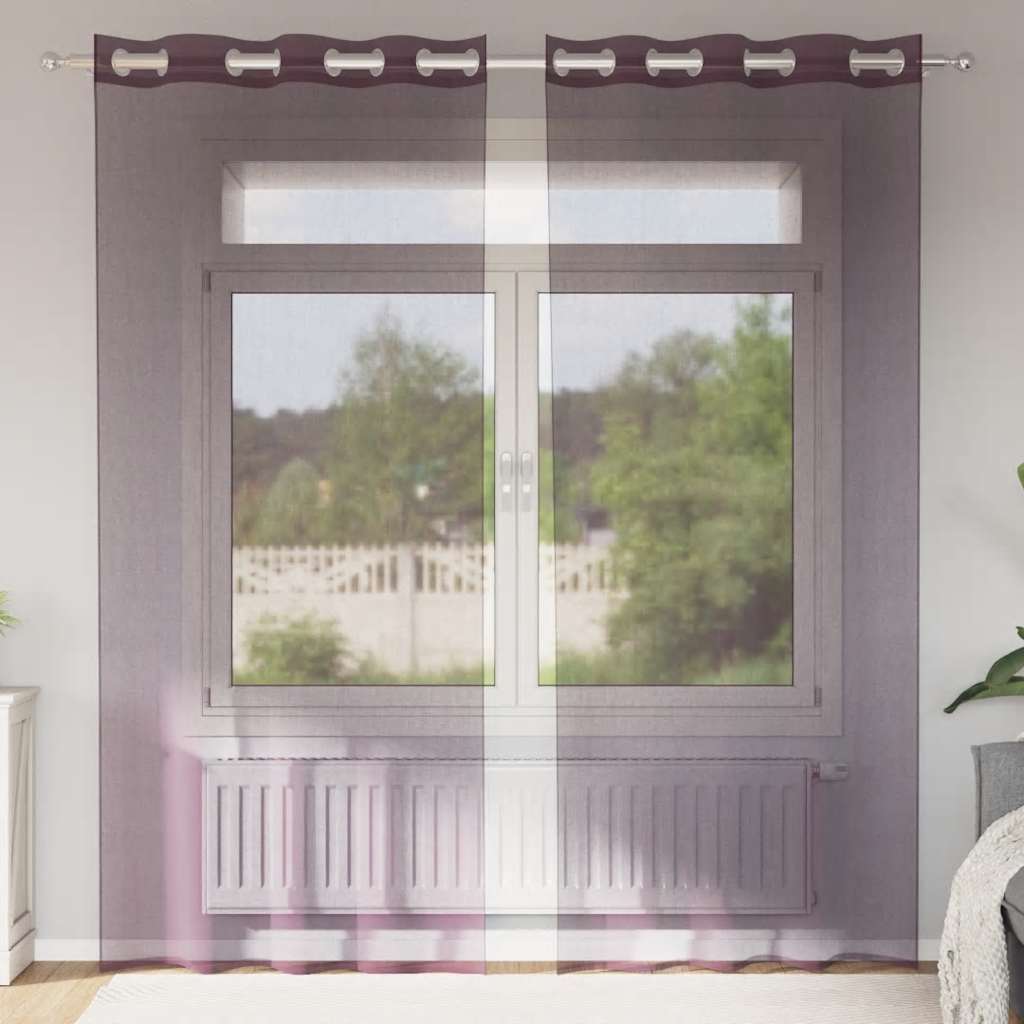 Gordijnen voile met doorvoertules 2 st 140x225 cm paars is nu te koop bij PeponiXL, paradijselijk wonen!