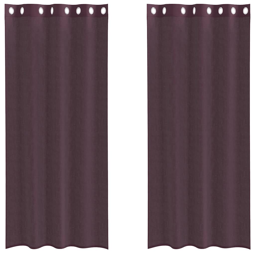 Gordijnen voile met doorvoertules 2 st 140x245 cm paars is nu te koop bij PeponiXL, paradijselijk wonen!