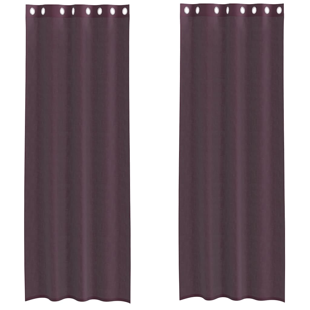 Gordijnen voile met doorvoertules 2 st 140x300 cm paars is nu te koop bij PeponiXL, paradijselijk wonen!