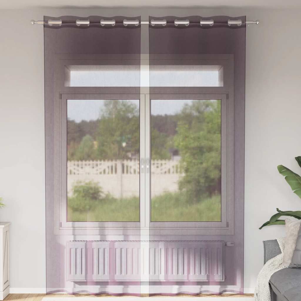Gordijnen voile met doorvoertules 2 st 140x300 cm paars is nu te koop bij PeponiXL, paradijselijk wonen!