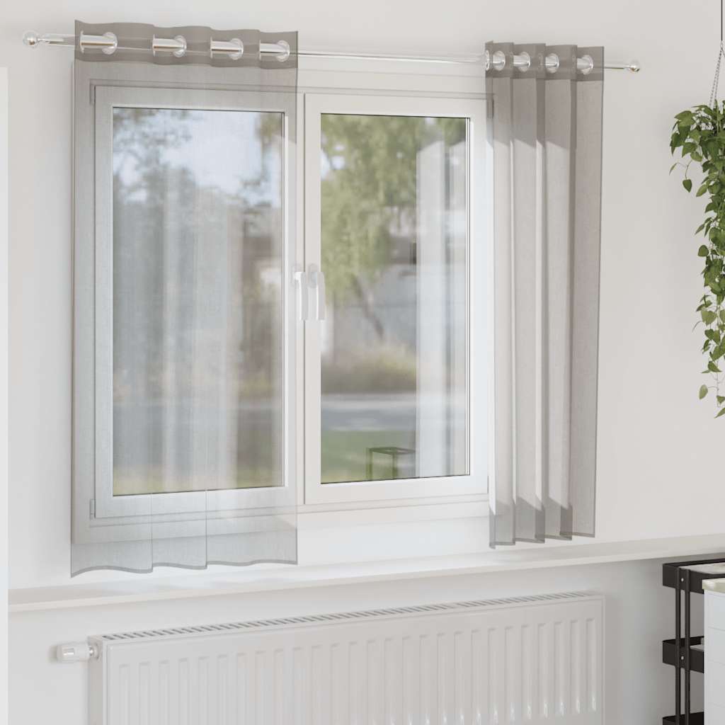 Gordijnen voile met doorvoertules 2 st 140x140 cm lichtgrijs is nu te koop bij PeponiXL, paradijselijk wonen!