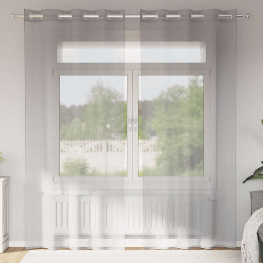 Gordijnen voile met doorvoertules 2 st 140x225 cm lichtgrijs is nu te koop bij PeponiXL, paradijselijk wonen!