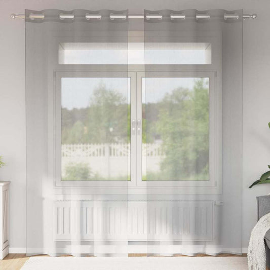 Gordijnen voile met doorvoertules 2 st 140x245 cm lichtgrijs is nu te koop bij PeponiXL, paradijselijk wonen!