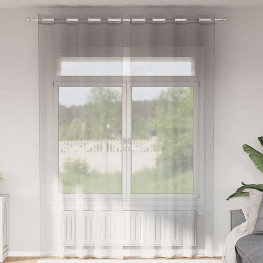 Gordijnen voile met doorvoertules 2 st 140x260 cm lichtgrijs is nu te koop bij PeponiXL, paradijselijk wonen!