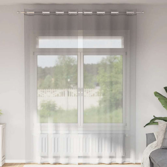 Gordijnen voile met doorvoertules 2 st 140x300 cm lichtgrijs is nu te koop bij PeponiXL, paradijselijk wonen!