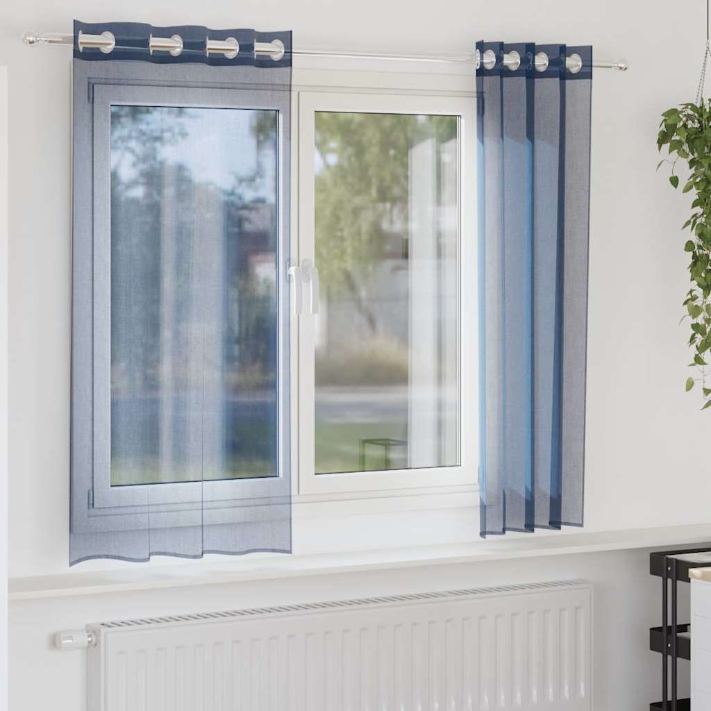 Gordijnen voile met doorvoertules 2 st koningsblauw is nu te koop bij PeponiXL, paradijselijk wonen!