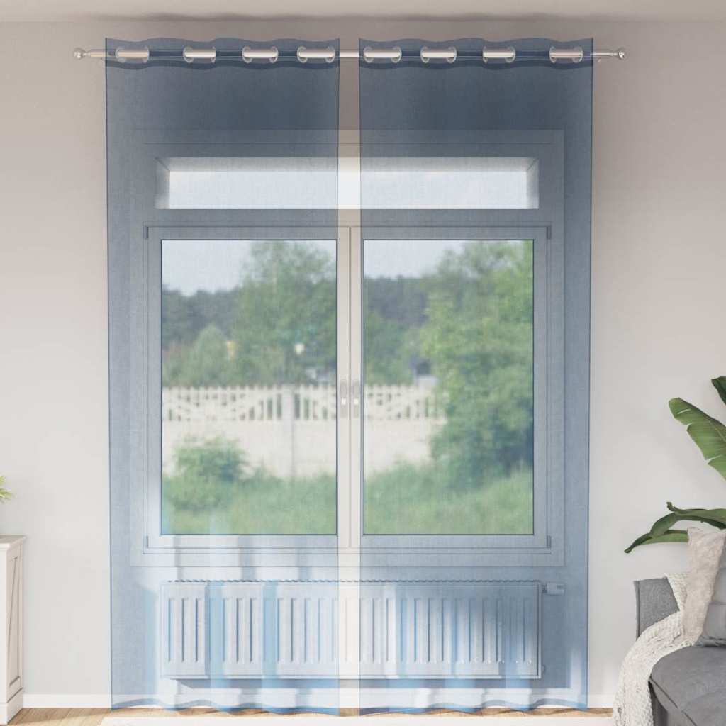 Gordijnen voile met doorvoertules 2 st koningsblauw is nu te koop bij PeponiXL, paradijselijk wonen!