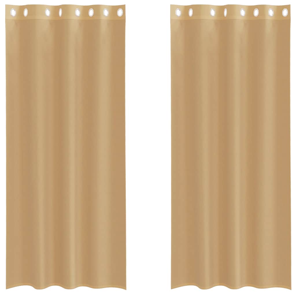 Gordijnen Voile met doorvoertules 2 st zand is nu te koop bij PeponiXL, paradijselijk wonen!