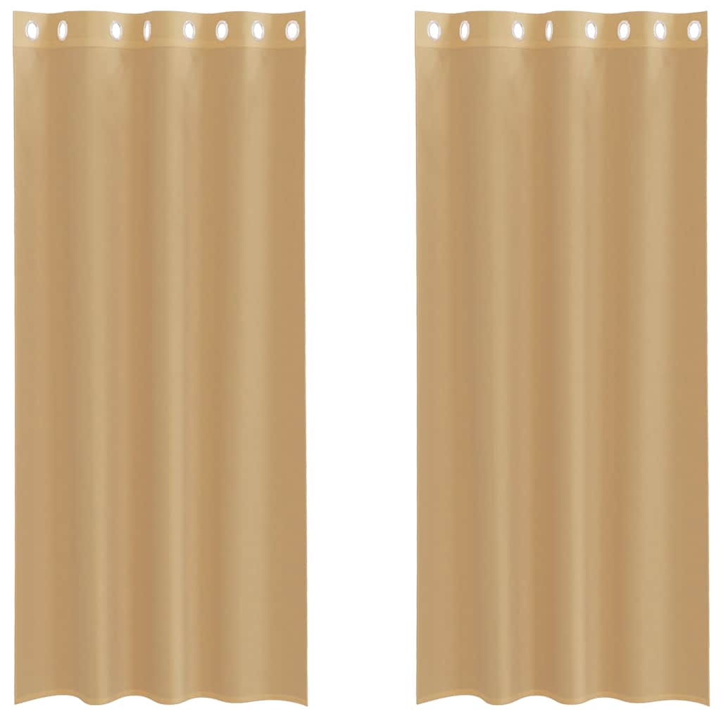 Gordijnen Voile met doorvoertules 2 st zand is nu te koop bij PeponiXL, paradijselijk wonen!