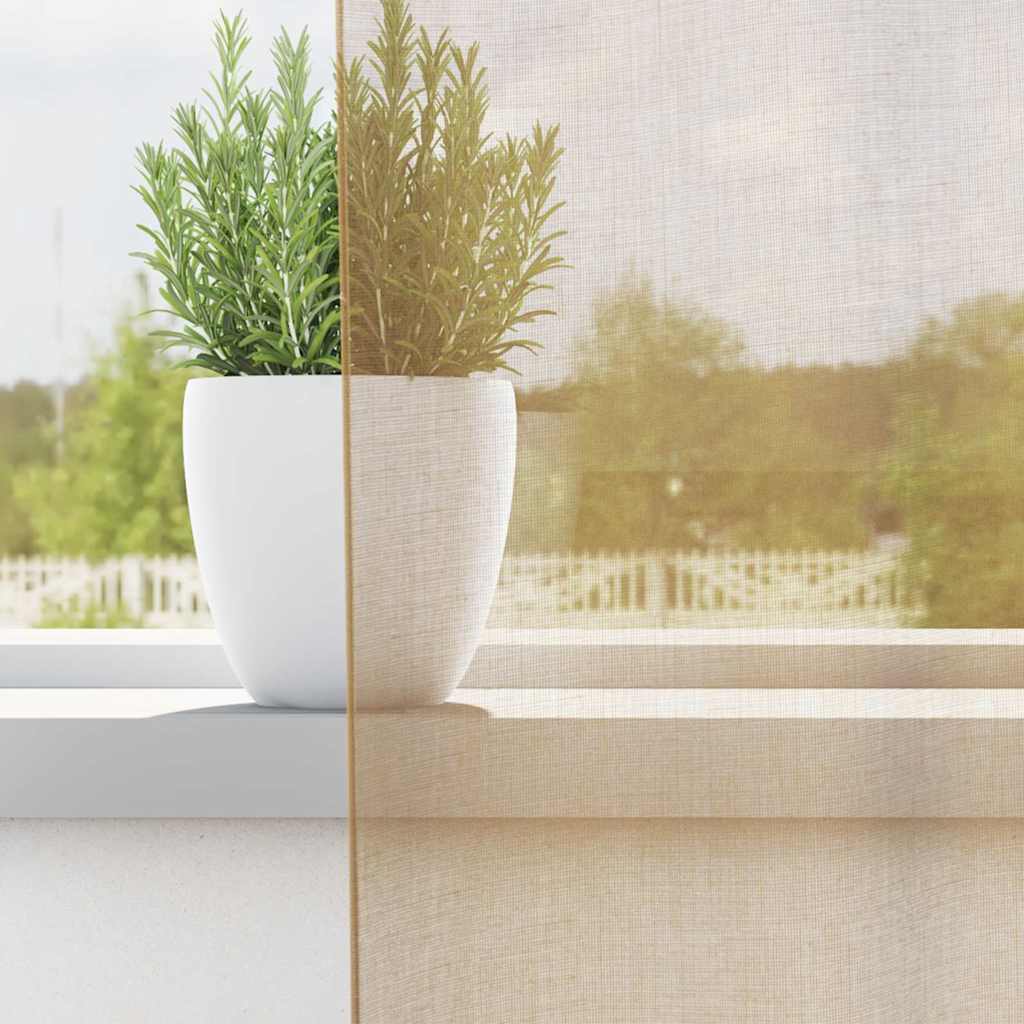Gordijnen Voile met doorvoertules 2 st zand is nu te koop bij PeponiXL, paradijselijk wonen!