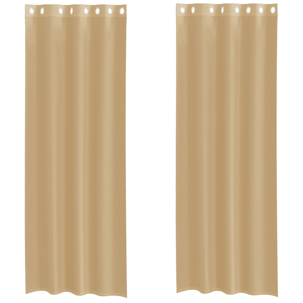 Gordijnen Voile met doorvoertules 2 st zand is nu te koop bij PeponiXL, paradijselijk wonen!
