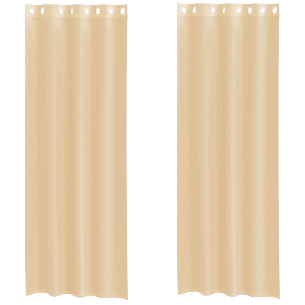 Gordijnen Voile met doorvoertules 2 st zand is nu te koop bij PeponiXL, paradijselijk wonen!