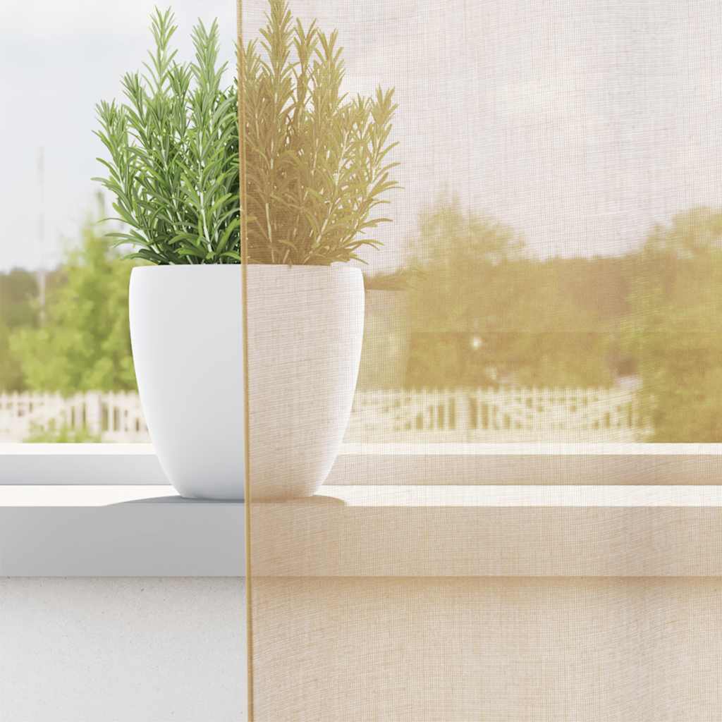 Gordijnen Voile met doorvoertules 2 st zand is nu te koop bij PeponiXL, paradijselijk wonen!