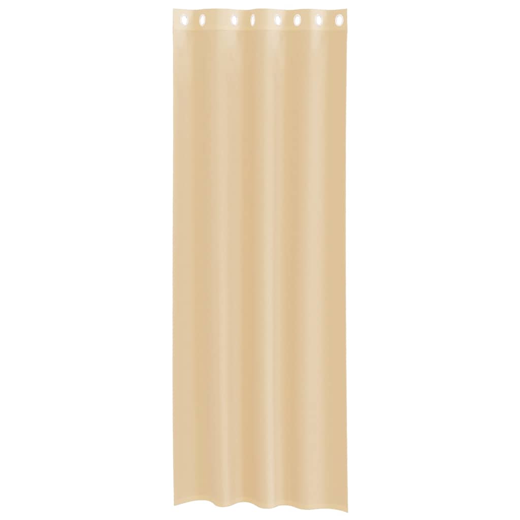 Gordijnen Voile met doorvoertules 2 st zand is nu te koop bij PeponiXL, paradijselijk wonen!