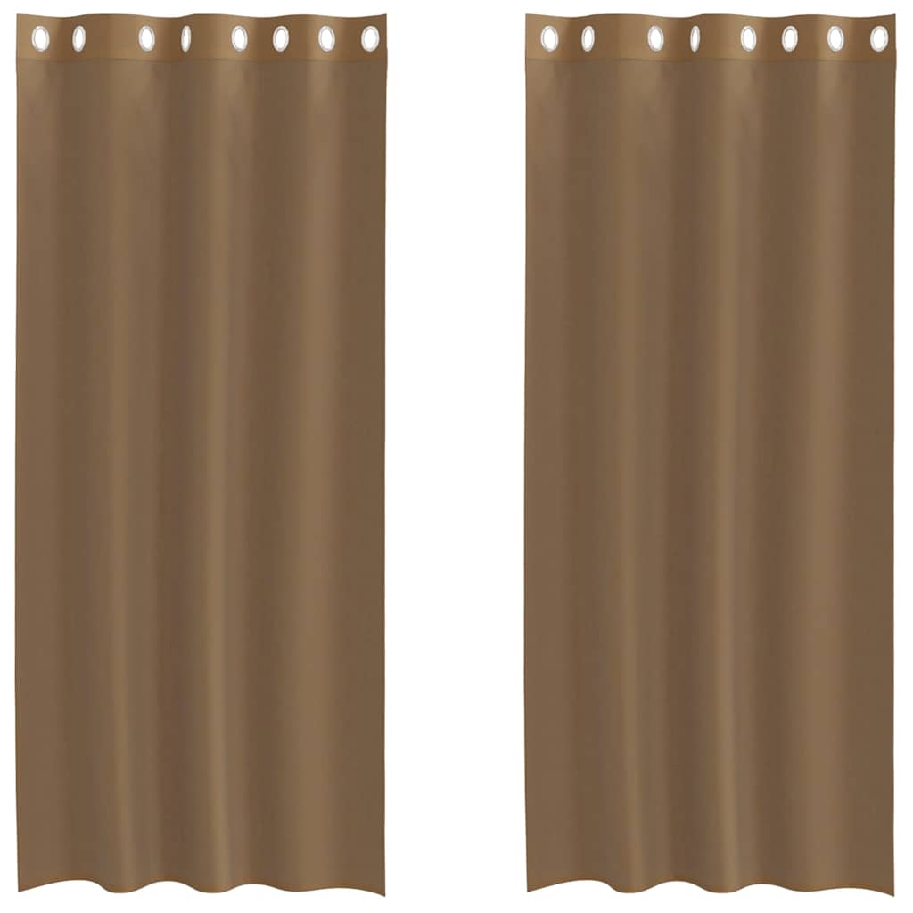 Gordijnen voile met doorvoertules 2 st lichtbruin is nu te koop bij PeponiXL, paradijselijk wonen!