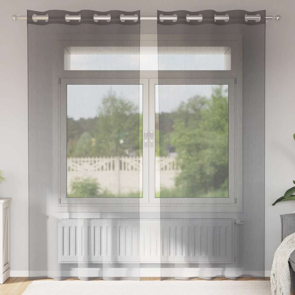 Gordijnen voile met doorvoertules 2 st lichtbruin is nu te koop bij PeponiXL, paradijselijk wonen!