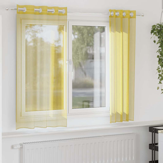 Gordijnen voile met doorvoertules 2 st geel is nu te koop bij PeponiXL, paradijselijk wonen!