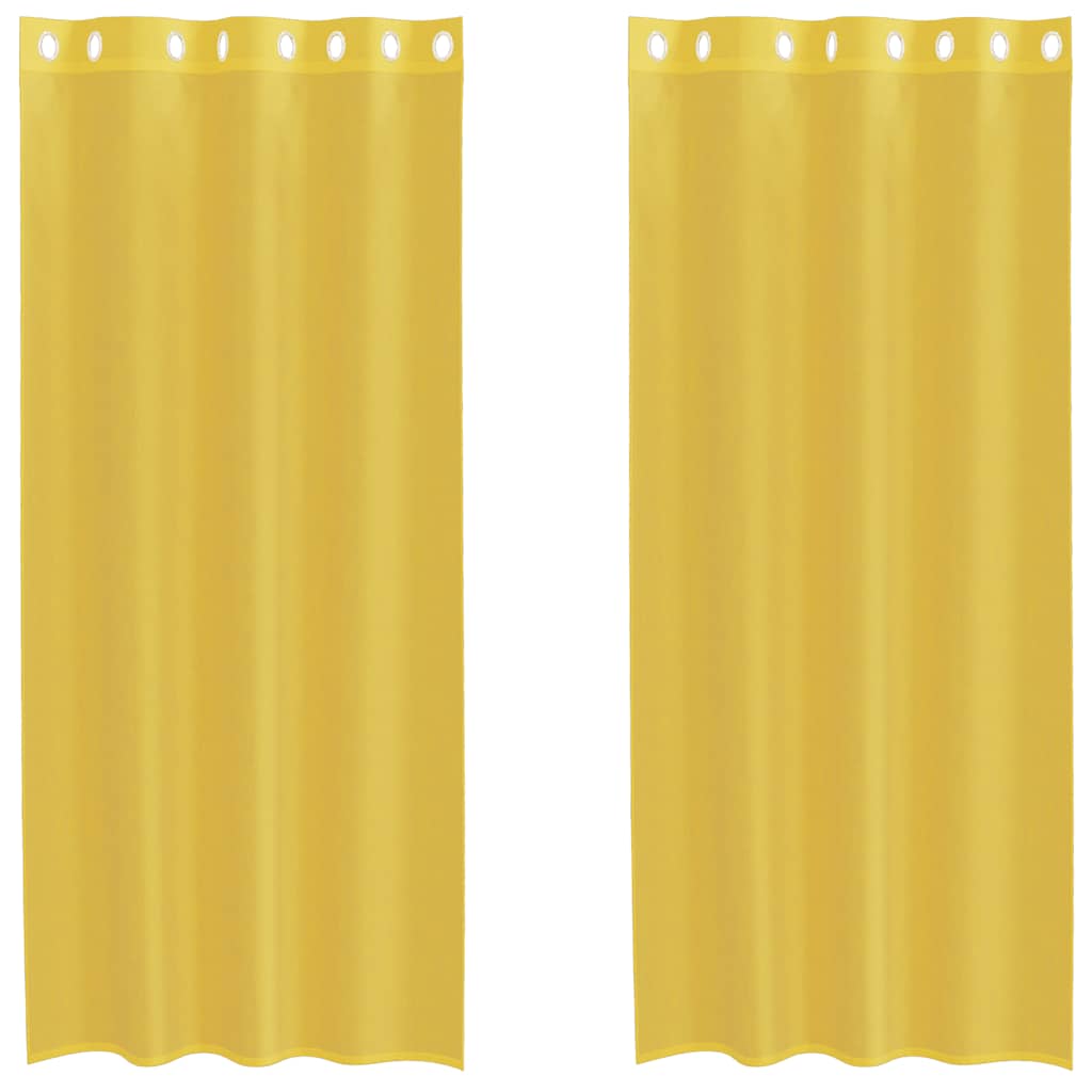 Gordijnen voile met doorvoertules 2 st geel is nu te koop bij PeponiXL, paradijselijk wonen!