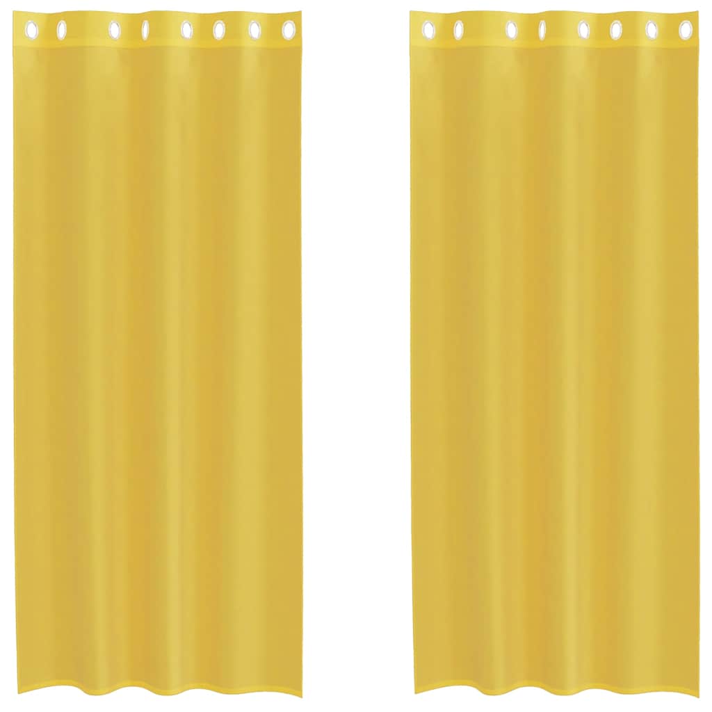 Gordijnen voile met doorvoertules 2 st geel is nu te koop bij PeponiXL, paradijselijk wonen!