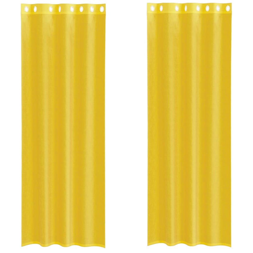 Gordijnen voile met doorvoertules 2 st geel is nu te koop bij PeponiXL, paradijselijk wonen!