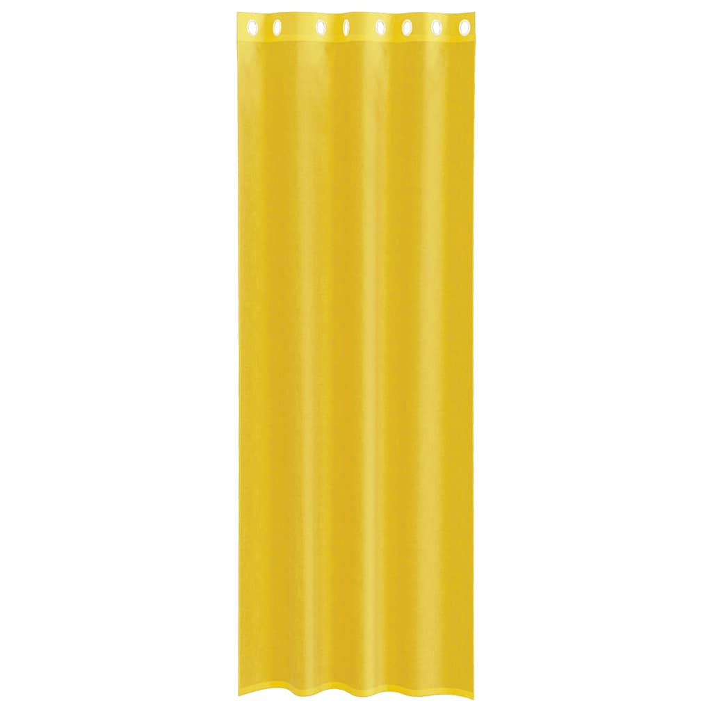 Gordijnen voile met doorvoertules 2 st geel is nu te koop bij PeponiXL, paradijselijk wonen!