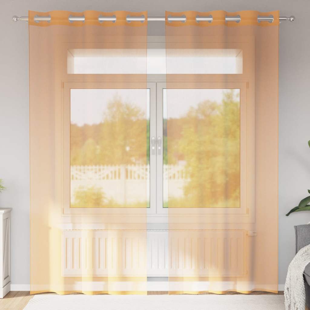 Gordijnen voile met doorvoertules 2 st terracotta is nu te koop bij PeponiXL, paradijselijk wonen!