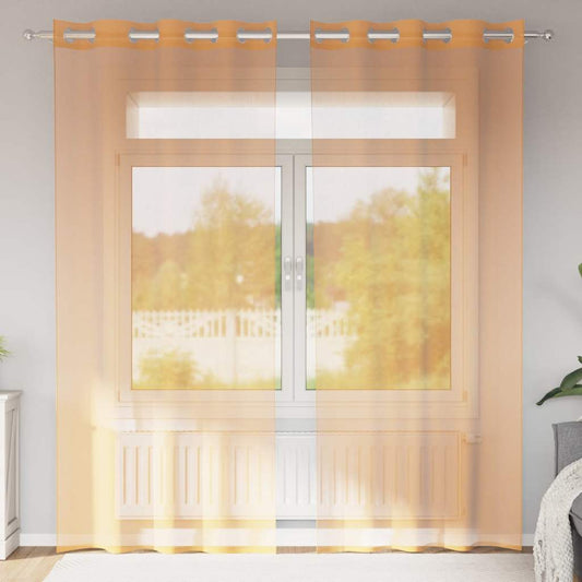 Gordijnen voile met doorvoertules 2 st terracotta is nu te koop bij PeponiXL, paradijselijk wonen!