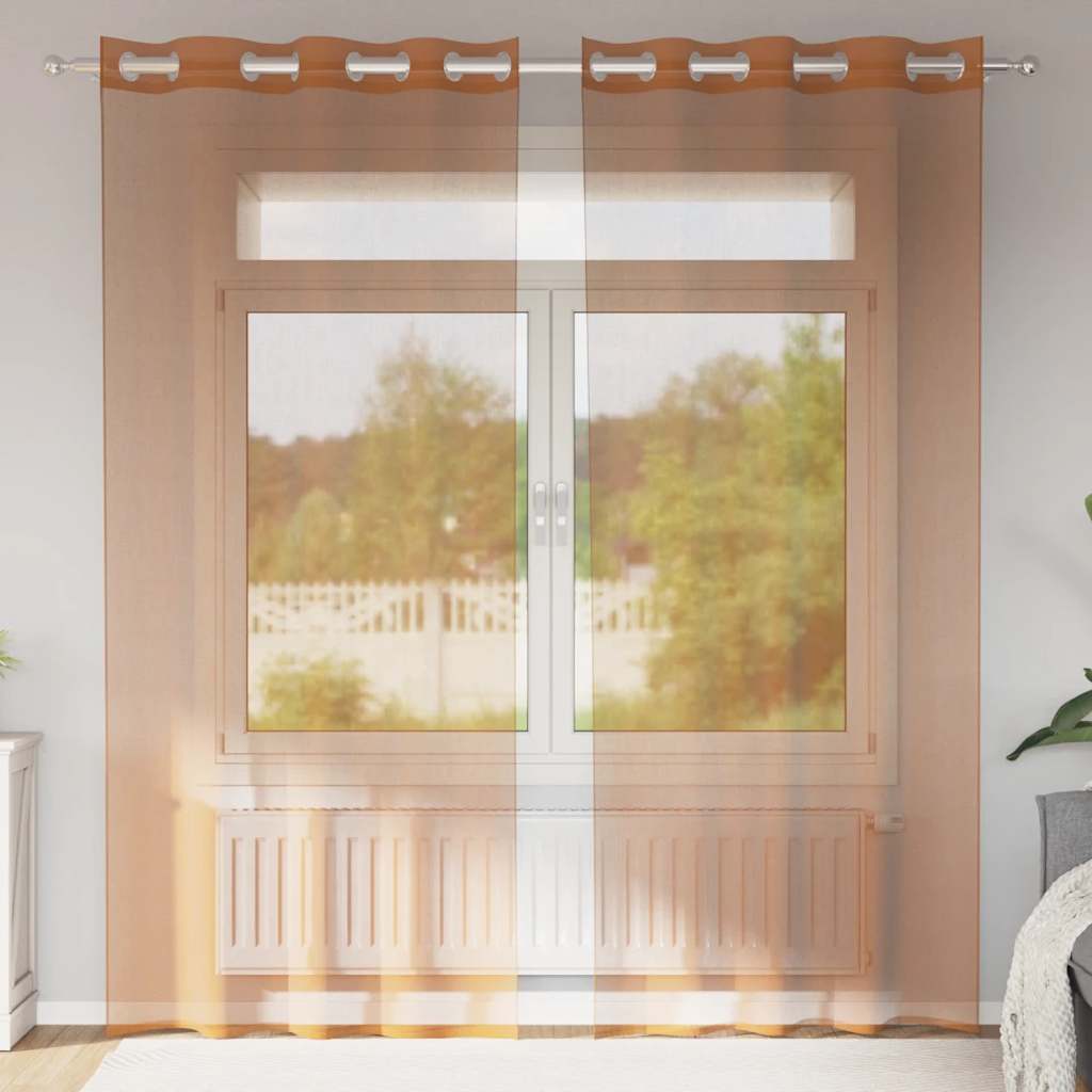 Gordijnen voile met doorvoertules 2 st terracotta is nu te koop bij PeponiXL, paradijselijk wonen!