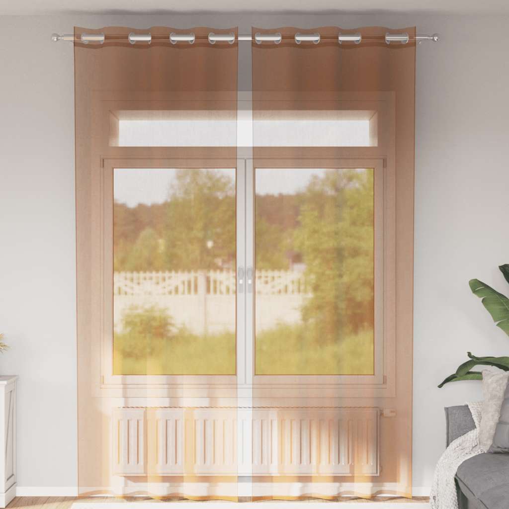 Gordijnen voile met doorvoertules 2 st terracotta is nu te koop bij PeponiXL, paradijselijk wonen!