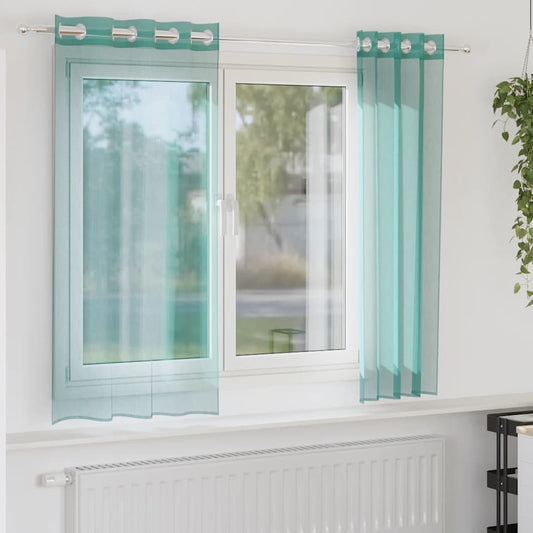 Gordijnen voile met doorvoertules 2 st turkoois is nu te koop bij PeponiXL, paradijselijk wonen!