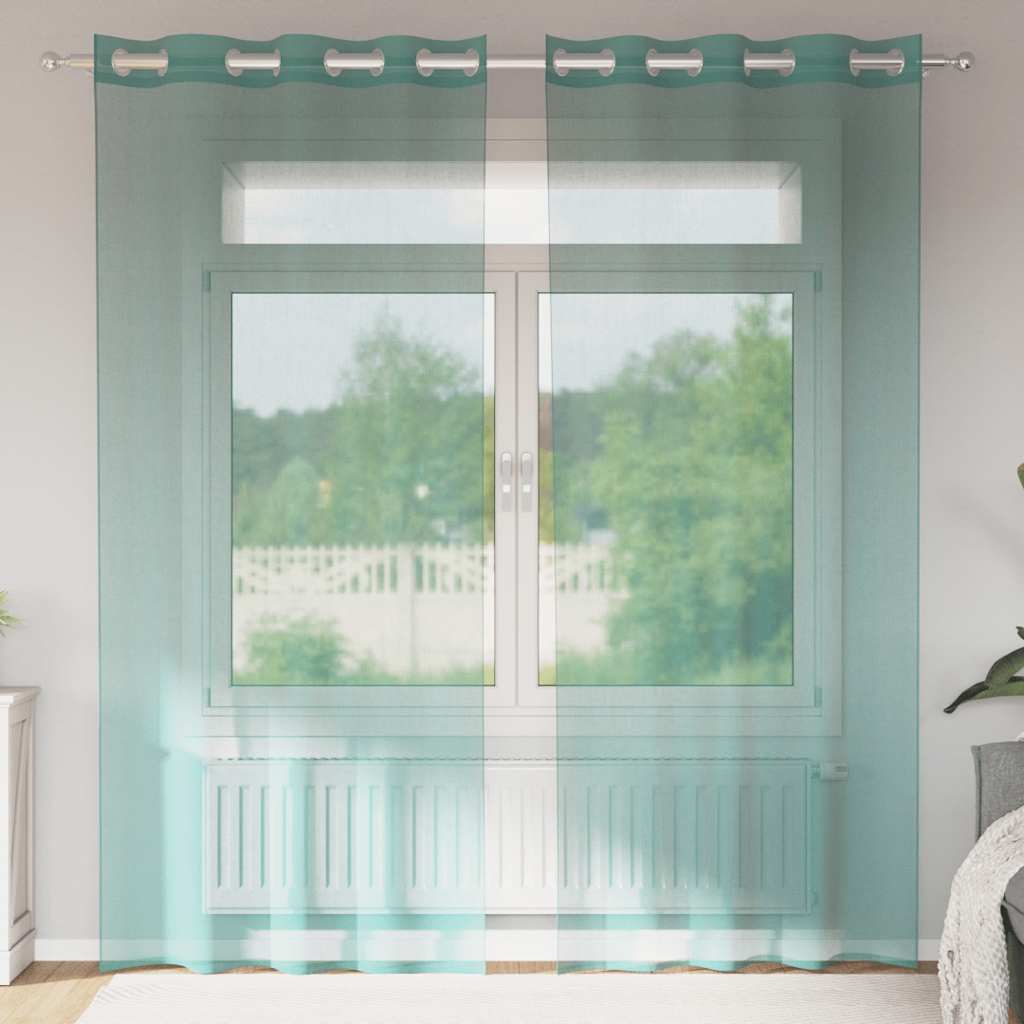 Gordijnen voile met doorvoertules 2 st turkoois is nu te koop bij PeponiXL, paradijselijk wonen!
