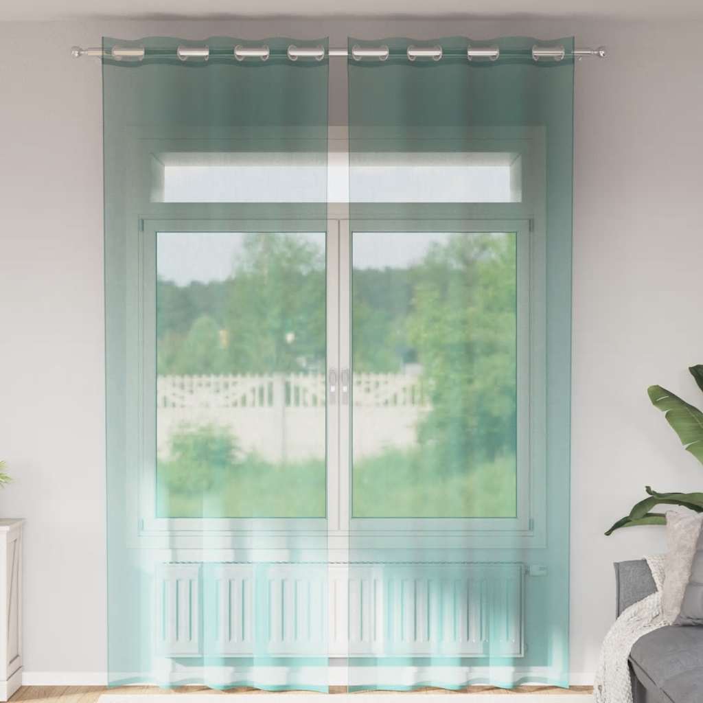 Gordijnen voile met doorvoertules 2 st turkoois is nu te koop bij PeponiXL, paradijselijk wonen!