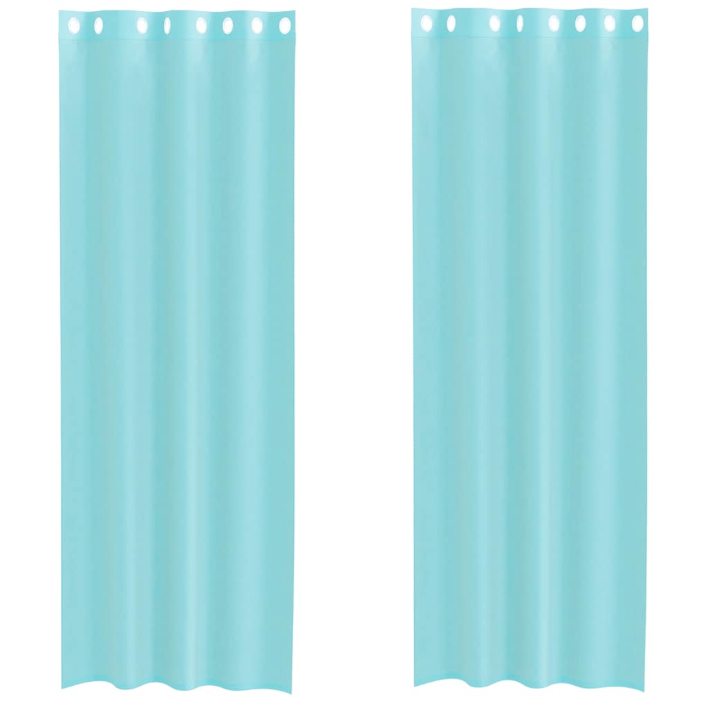 Gordijnen voile met doorvoertules 2 st turkoois is nu te koop bij PeponiXL, paradijselijk wonen!