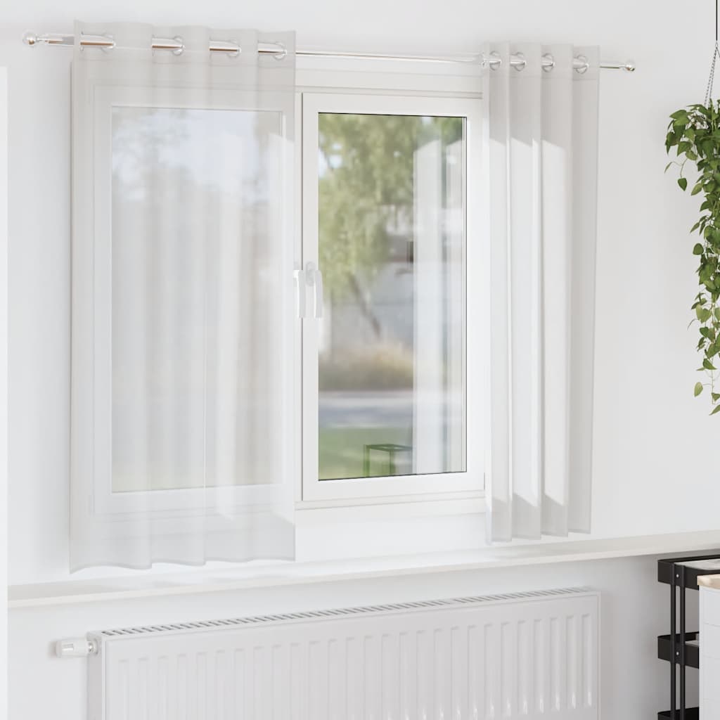 Gordijnen voile met doorvoertules 2 st wit is nu te koop bij PeponiXL, paradijselijk wonen!