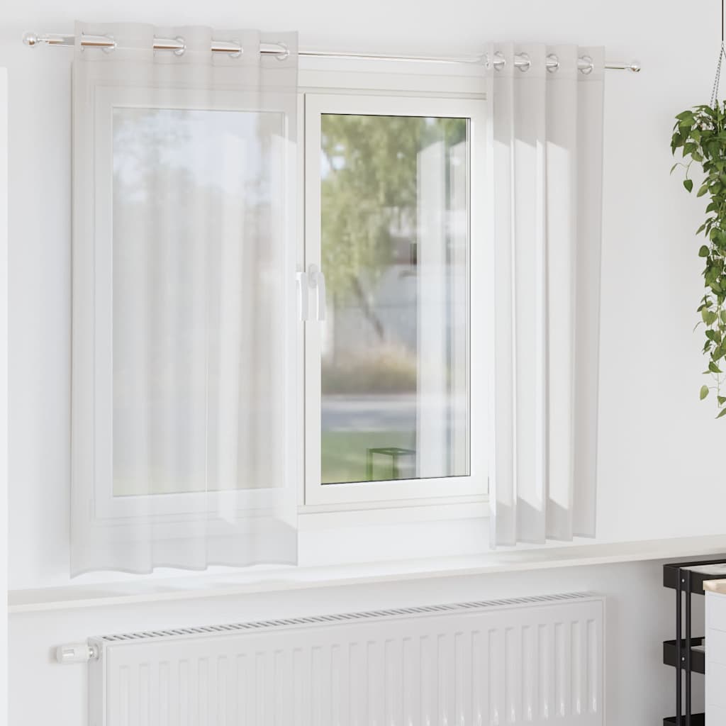 Gordijnen voile met doorvoertules 2 st wit is nu te koop bij PeponiXL, paradijselijk wonen!