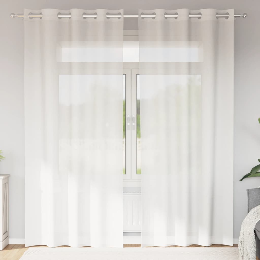 Gordijnen voile met doorvoertules 2 st wit is nu te koop bij PeponiXL, paradijselijk wonen!