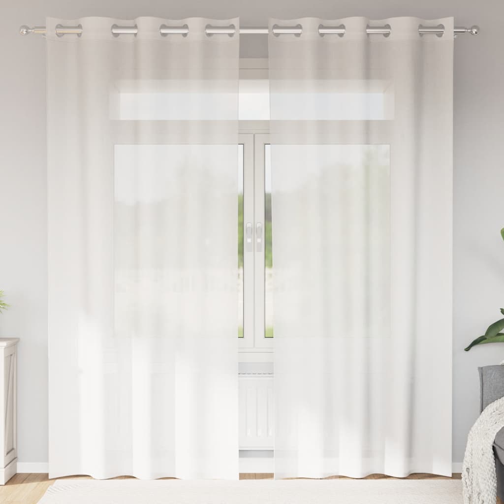 Gordijnen voile met doorvoertules 2 st wit is nu te koop bij PeponiXL, paradijselijk wonen!