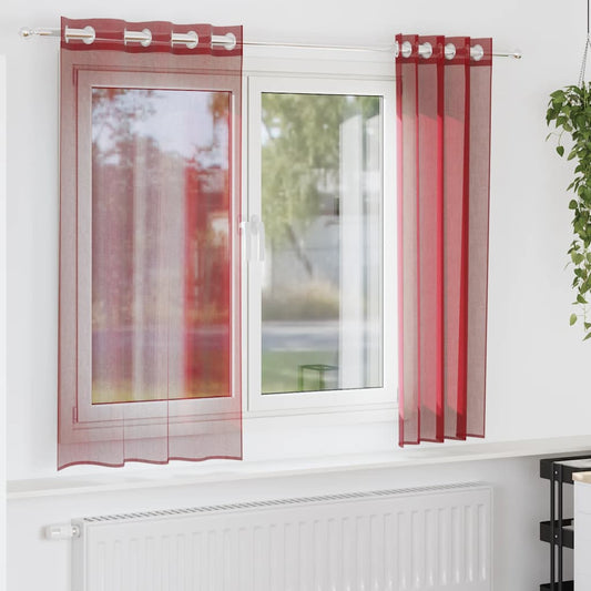 Gordijnen voile met doorvoertules 2 st wijnrood is nu te koop bij PeponiXL, paradijselijk wonen!